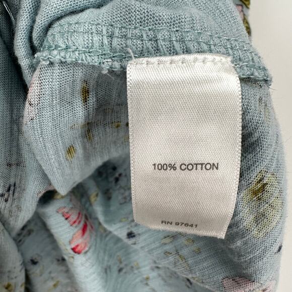 J. Jill Floral Top Blue Cotton Panel Asymmetrical Boat Neck Size S‎ - Picture 8 of 10